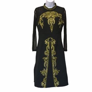 NEW Asian Inspired Black and Gold Costume Dress Women Size 8.